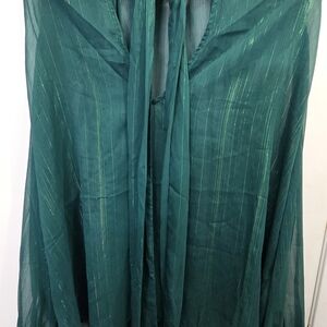 Torrid emerald green shirt with metallic thread Tie Neck Plus Size 1
